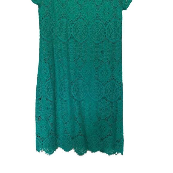 Laundry by Shelli Segal 6 Green Lace Dress Cocktail Party Short Sleeve Small - Picture 3 of 9